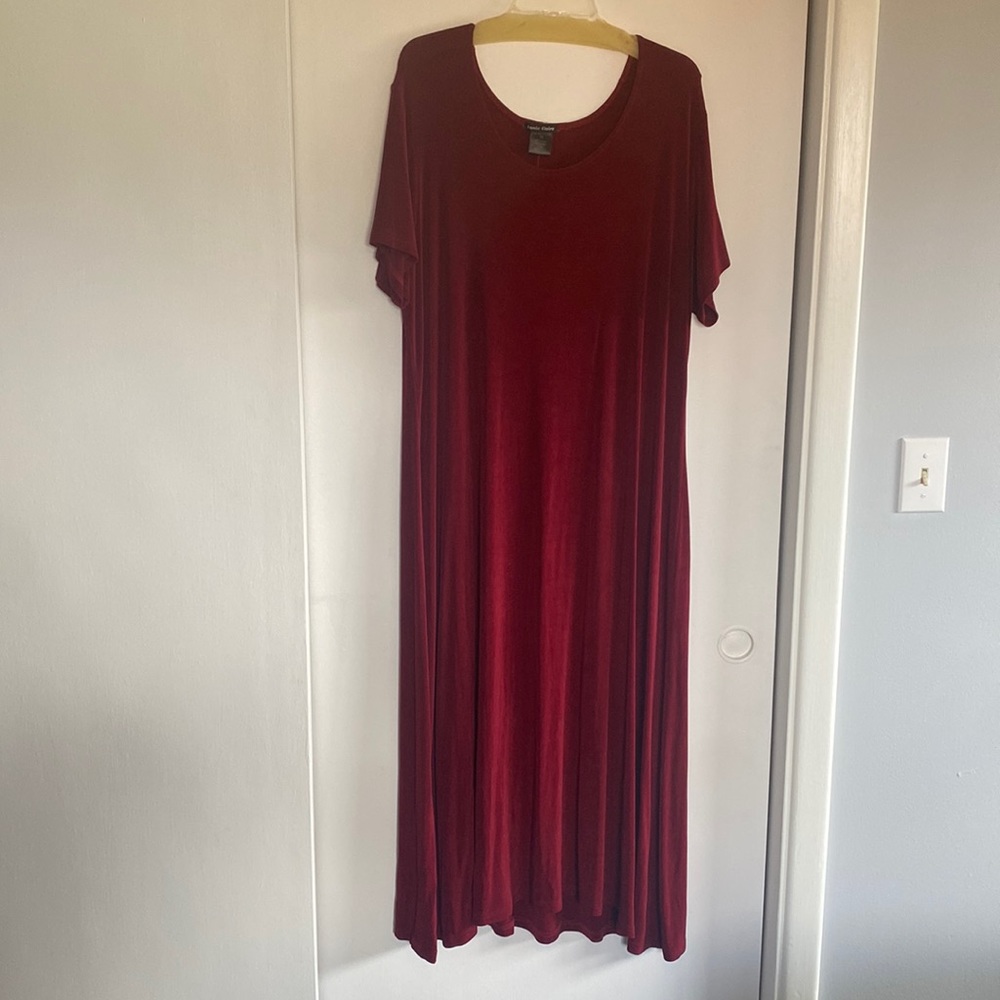 Wine Short Sleeve Maxi Dress